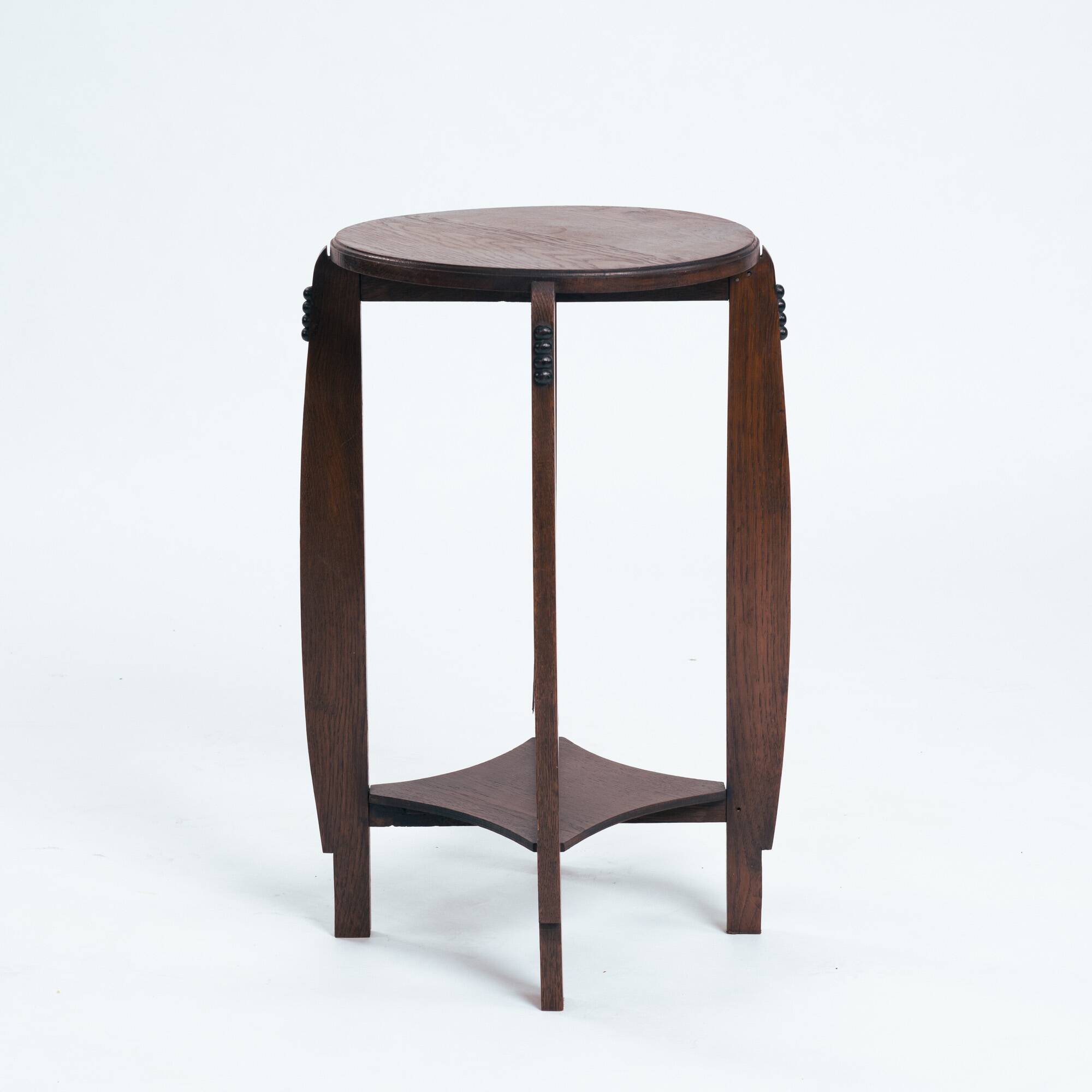 Amsterdam school art deco round sidetable in oak, 1930s