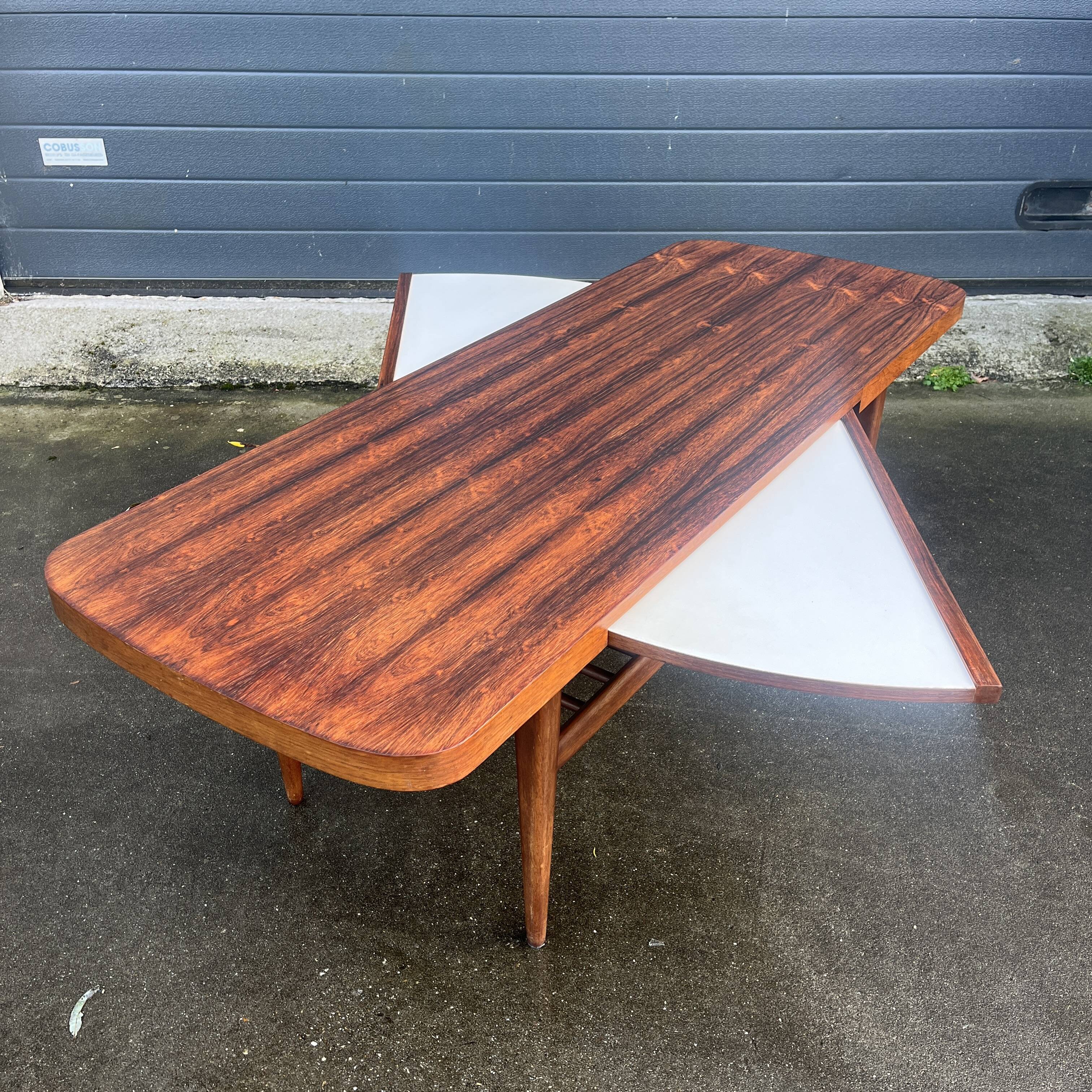 Danish design extendable coffee table with magazine rack