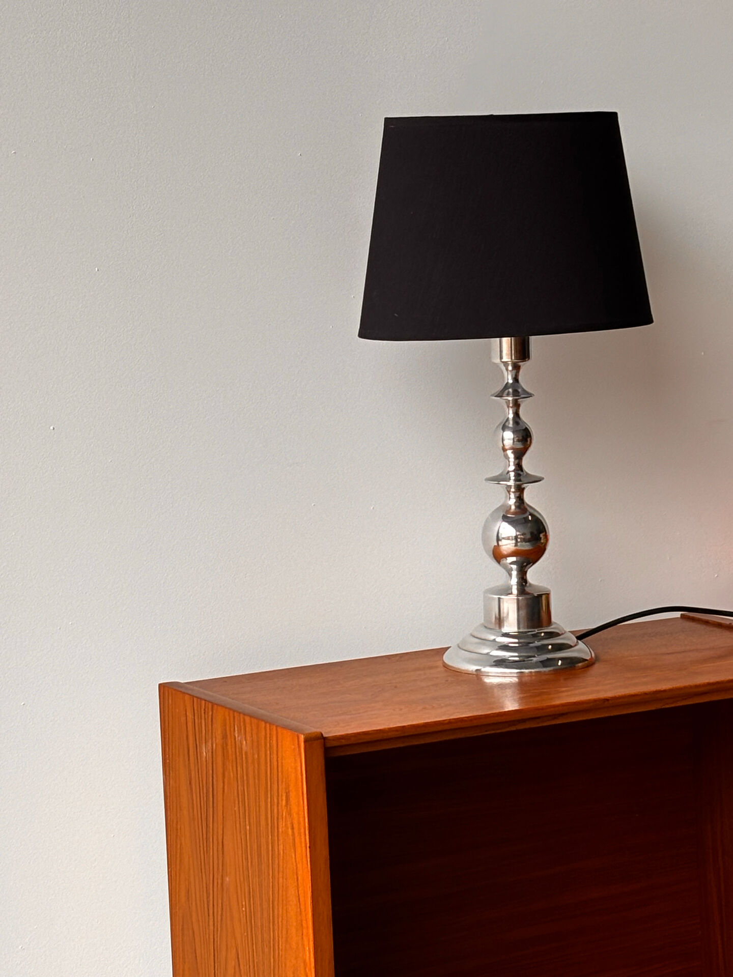 Mid-century Scandinavian sculptural lamp chrome 1970