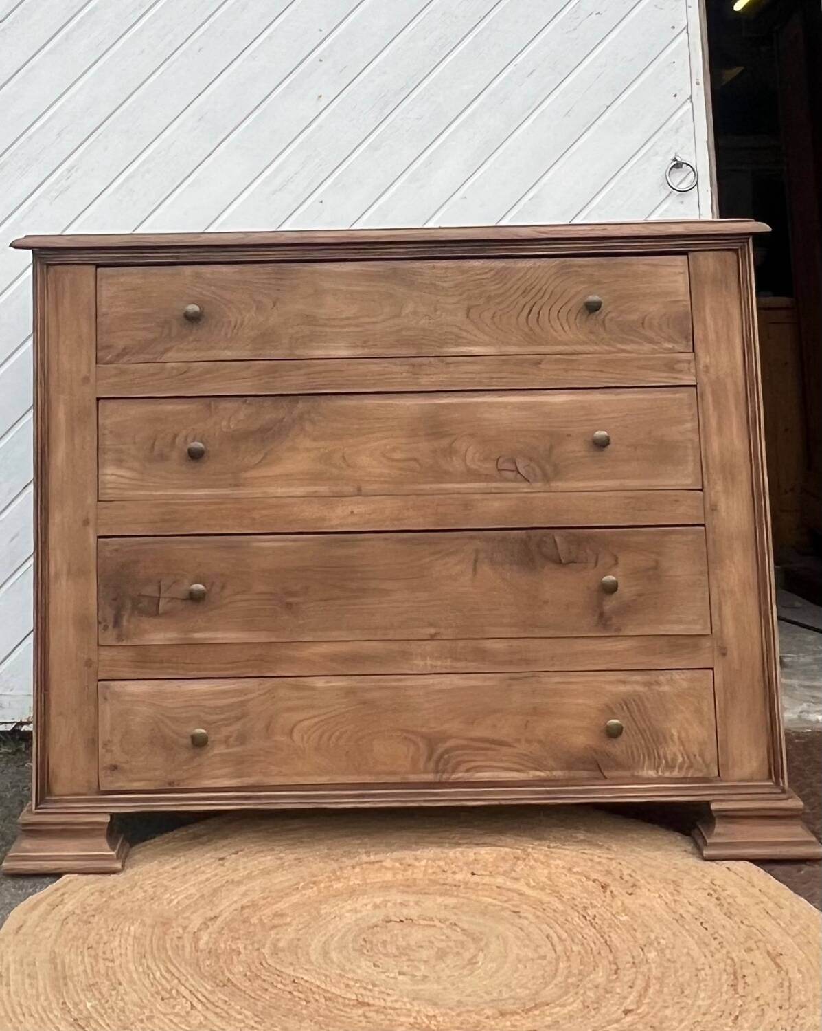 Antique chest of drawers in raw solid oak