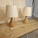Pair of wooden bedside lamps