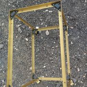 Vintage golden metal rolling dessert trolley