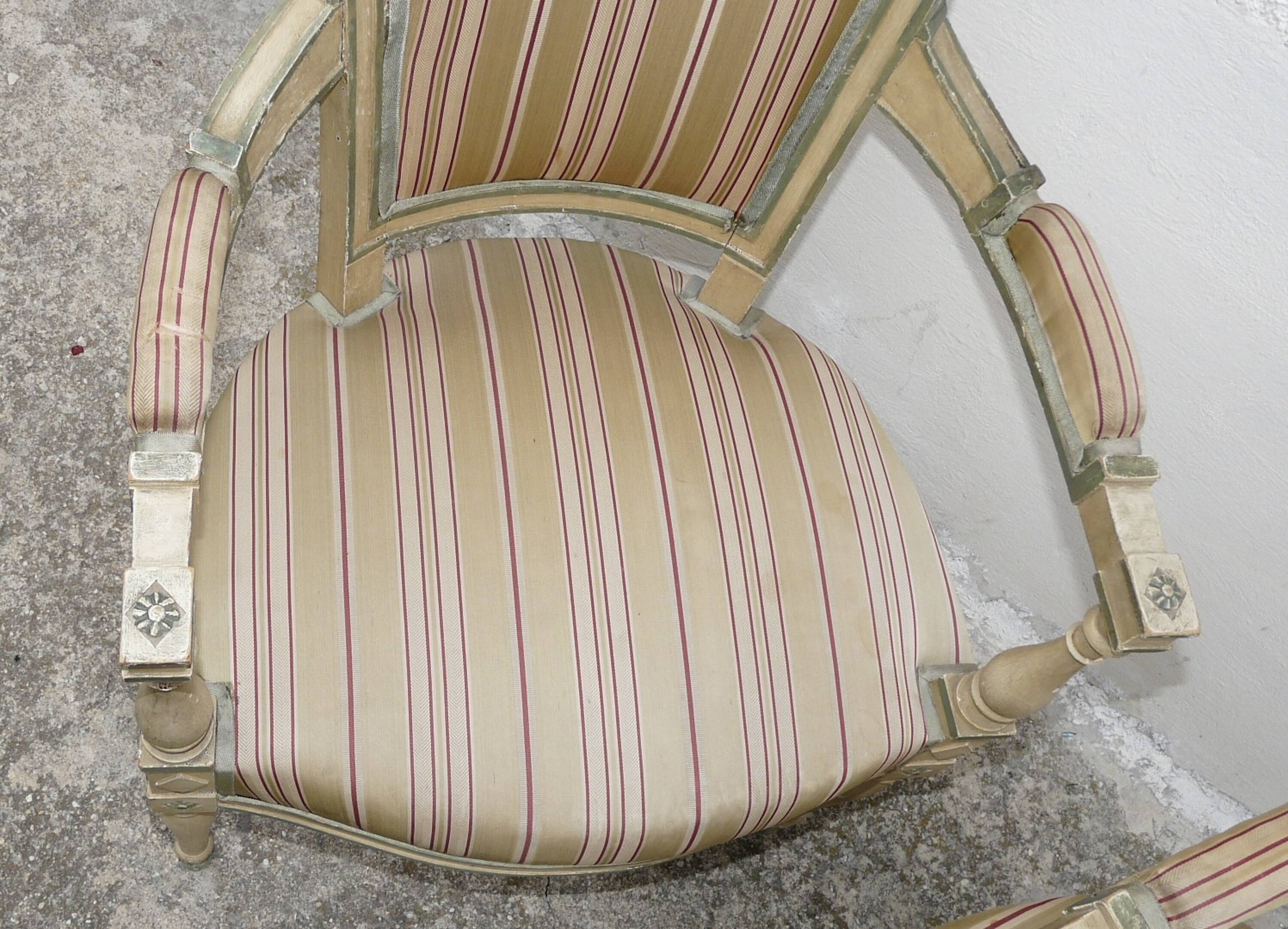 Pair of Directoire style cabriolet armchairs