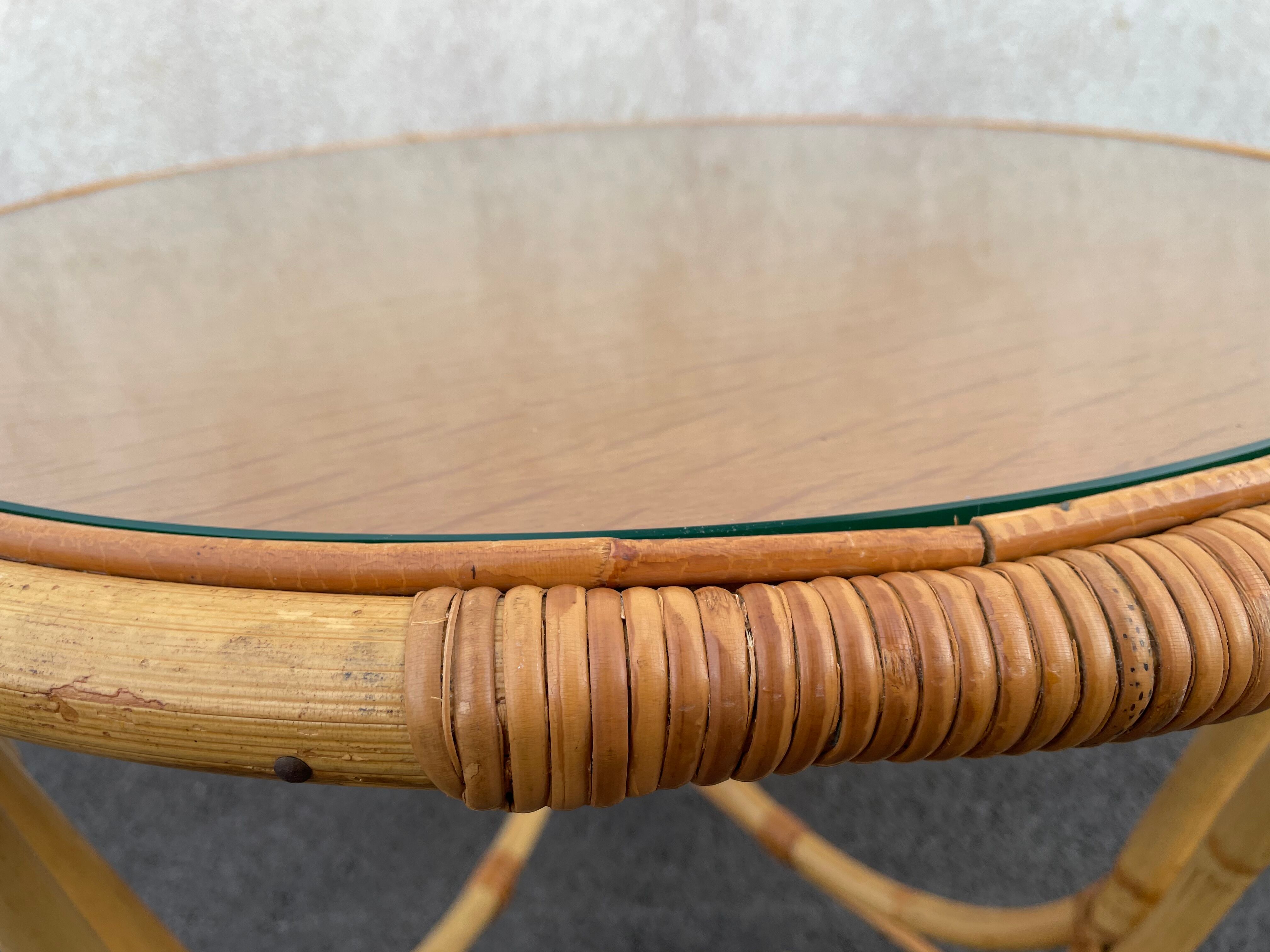 Vintage rattan roundtable