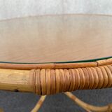 Vintage rattan roundtable