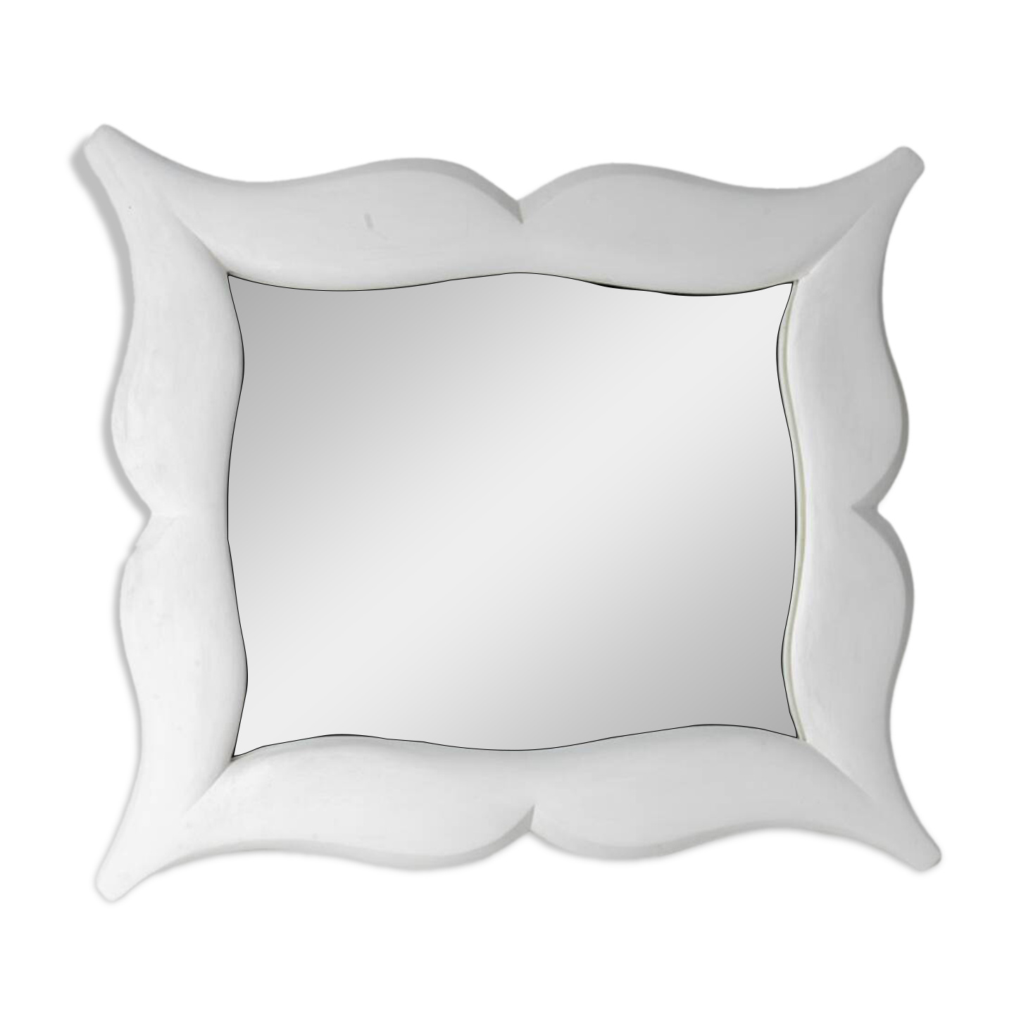 Art Deco style stucco mirror in the shape of a "moustache". 1990s.