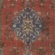 Vintage Handmade Turkish Wool Area Rug with Medallion Design