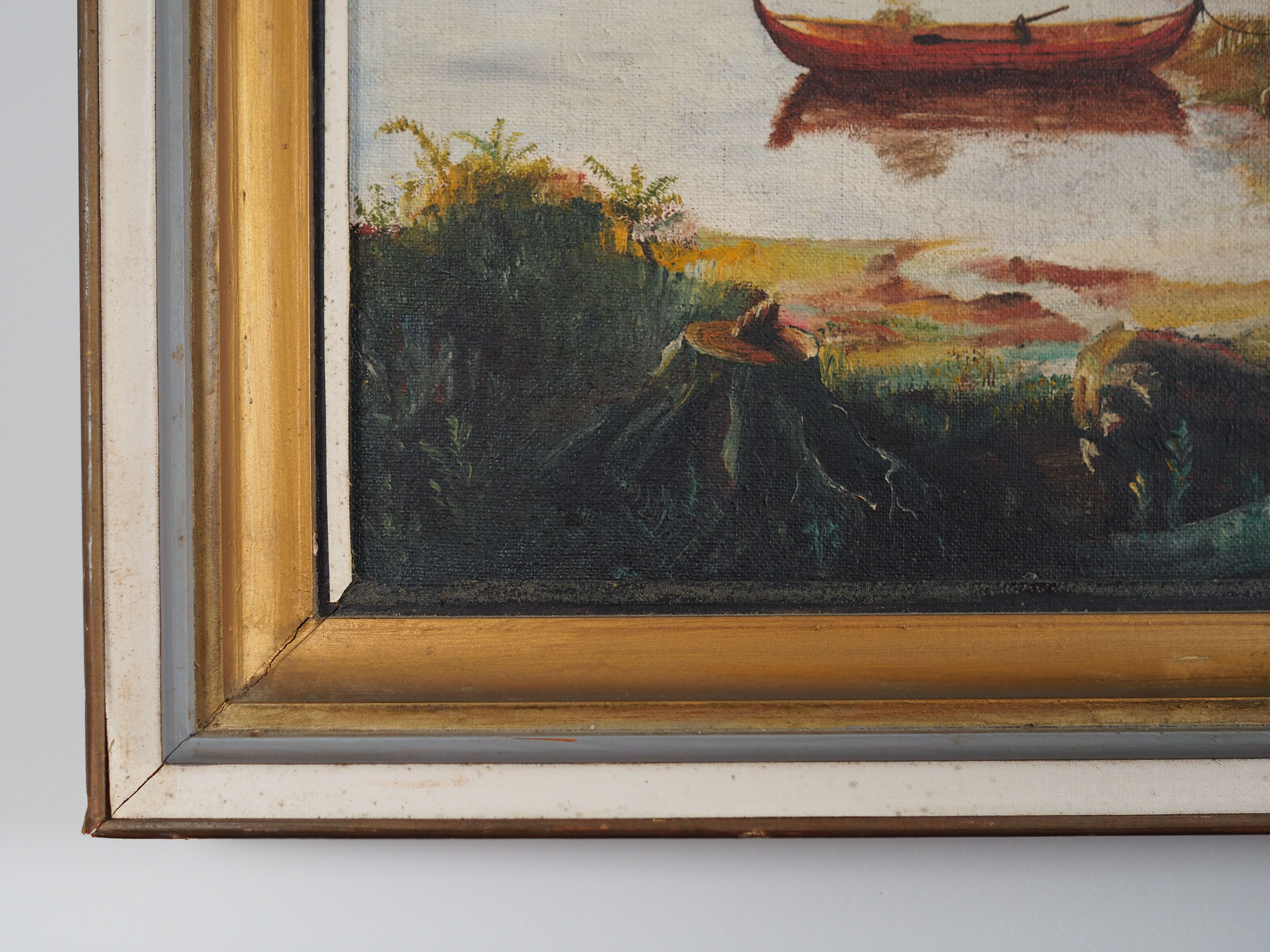 Peinture « The Angler’s Return », design danois, années 1980, par A. Enkeshafi