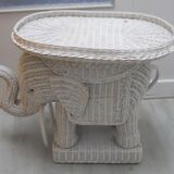 Rattan side table elephant