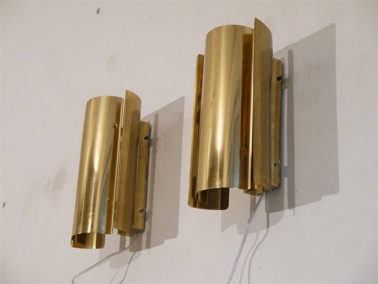 Pair of Scandinavian brass wall lights by Falkenberg