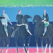Albert zavaro :  le trio de cavaliers - lithographie originale signée
