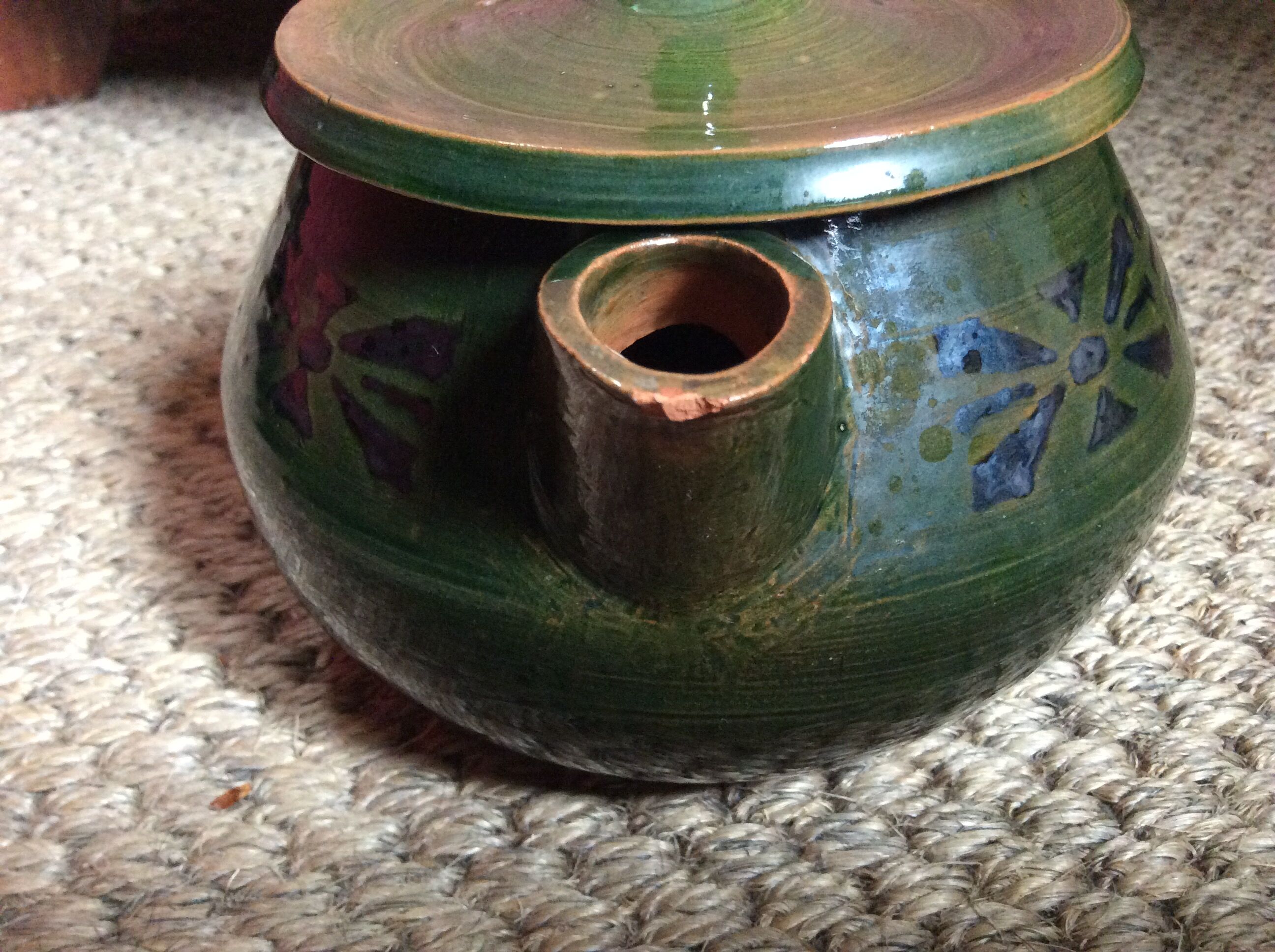 Glazed terracotta teapot