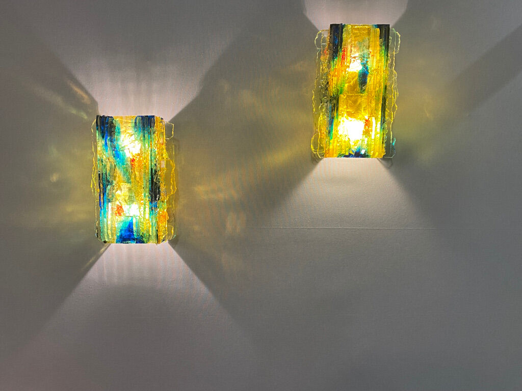 Pair of model glass wall lamps Chartres by Van Oyen for Raak
