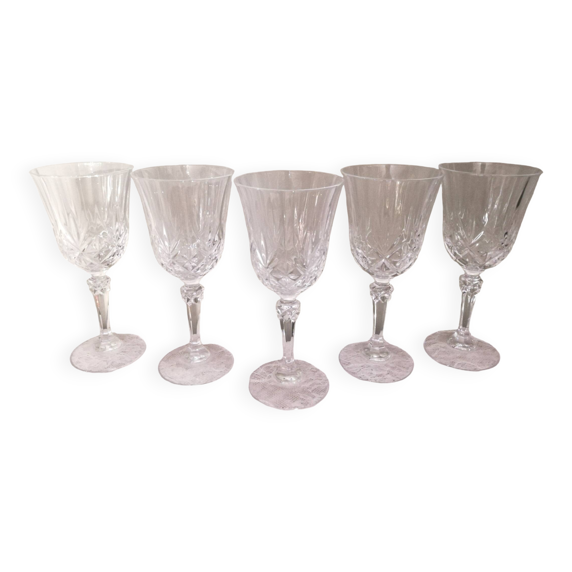 5 crystal stemmed glasses