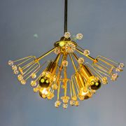 Emil Stejnar Sputnik chandelier for Rupert Nikoll, brass & crystal, Vienna, 1950s