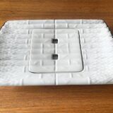 Vintage asparagus dish with drainer in barbotine faience - Niderviller