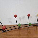 Vintage wall coat rack 8 multi-colored balls