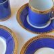 3 royal blue and gold cups and saucers - Royal Limoges porcelain