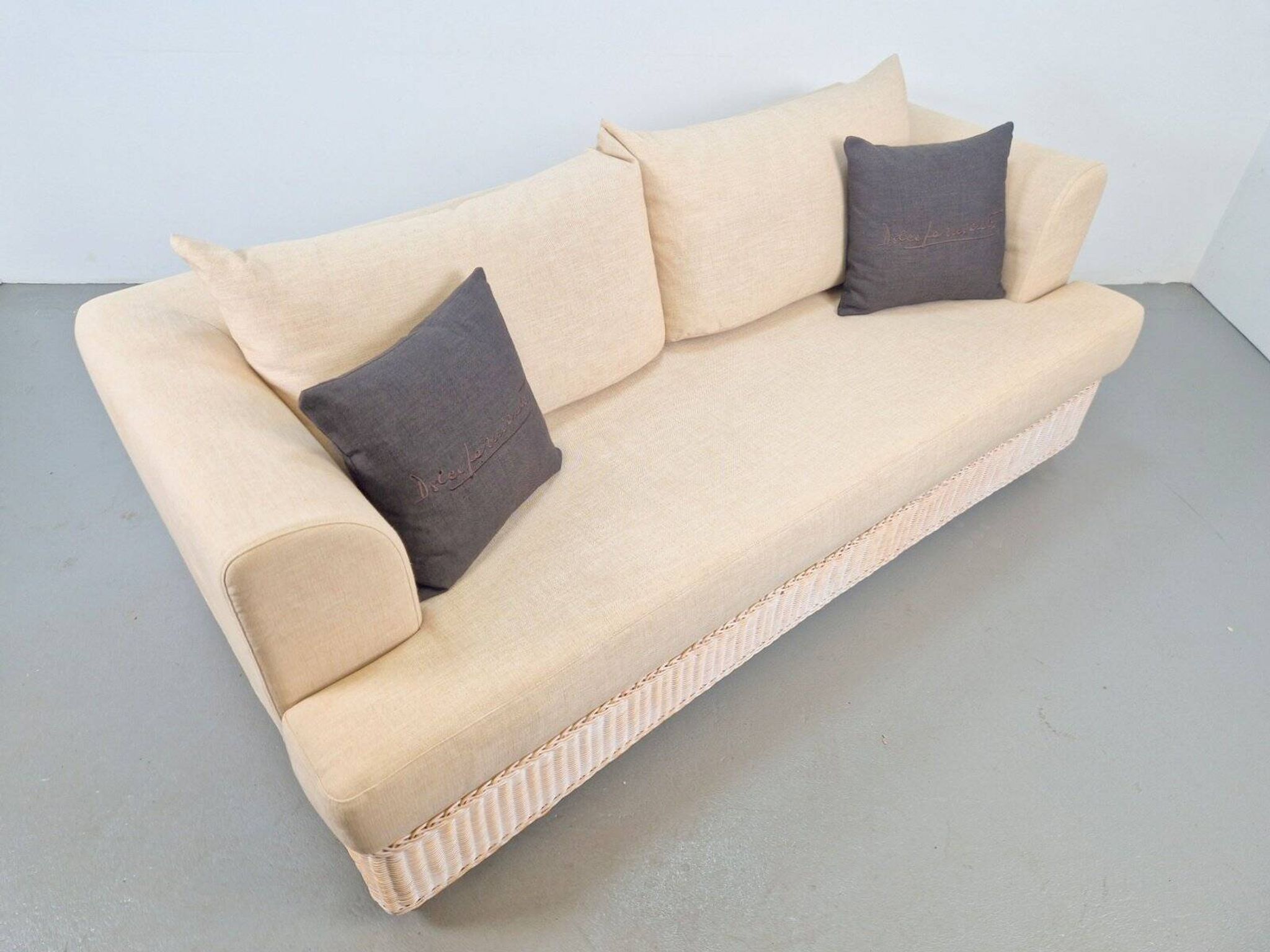 Modern Outdoor Wicker Linen Sofa by DFN SRL for Dolcefarniente Leda, Italy
