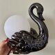 Vintage lamp, black ceramic swan and white opaline globe
