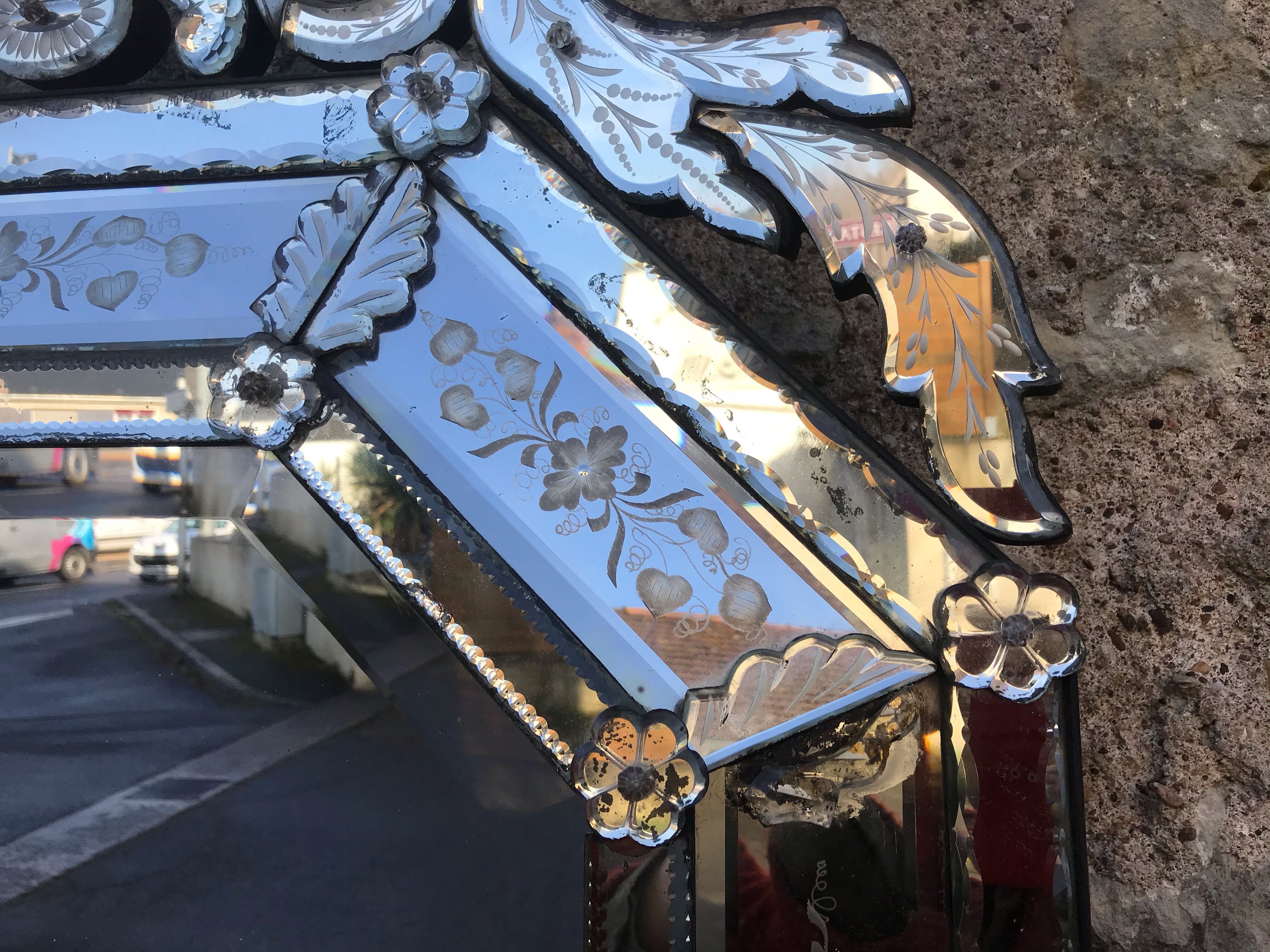 Venetian mirror XIXth 120 x 74 cm