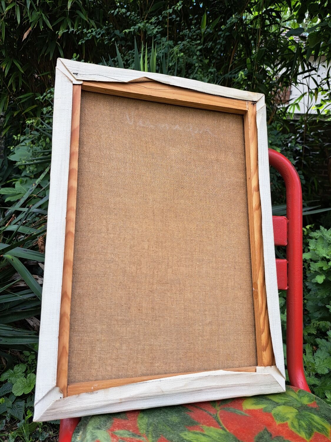 Canvas signed "blue houses"