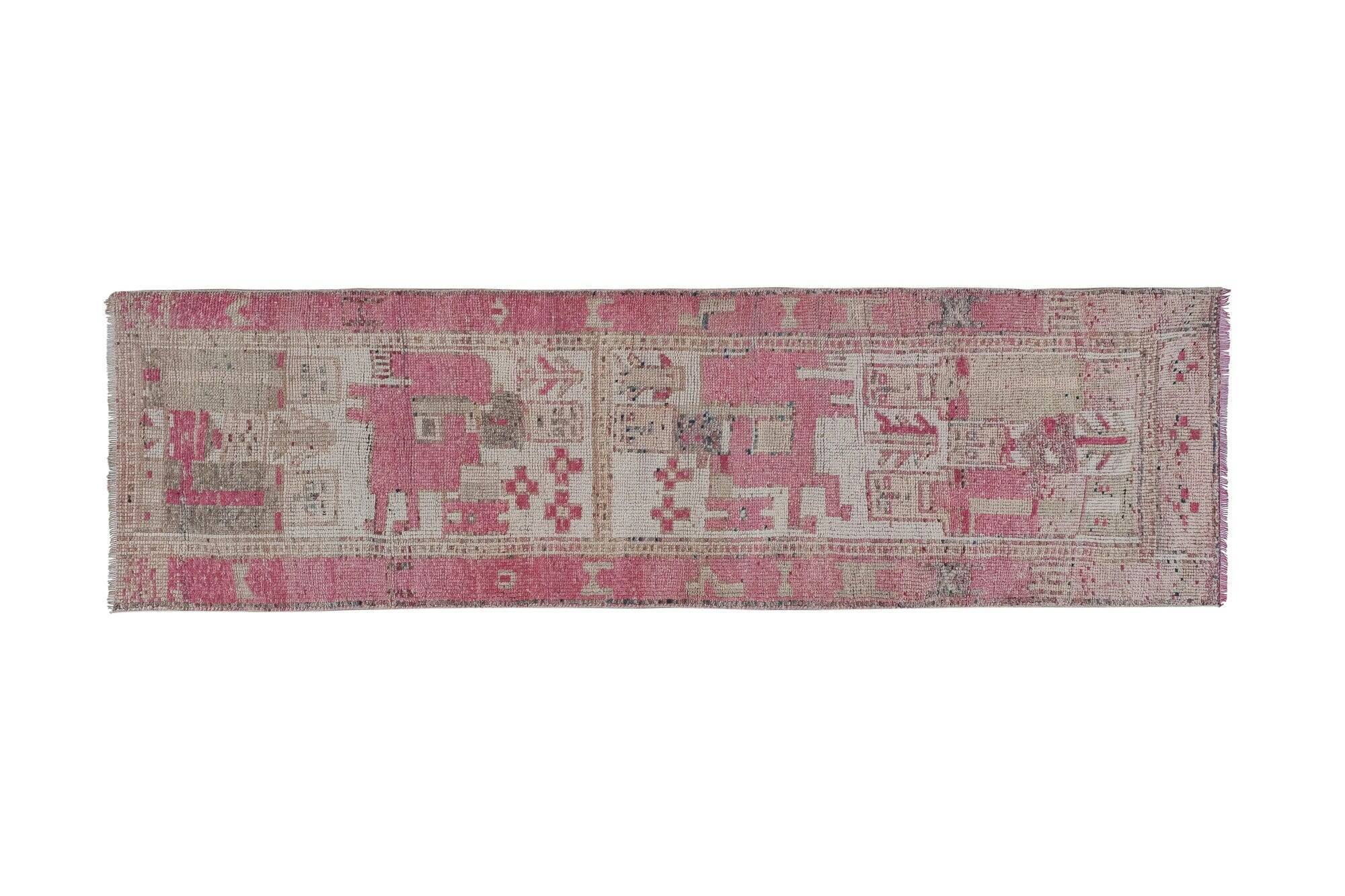 Vintage Turkish hallway rug 99x330 cm