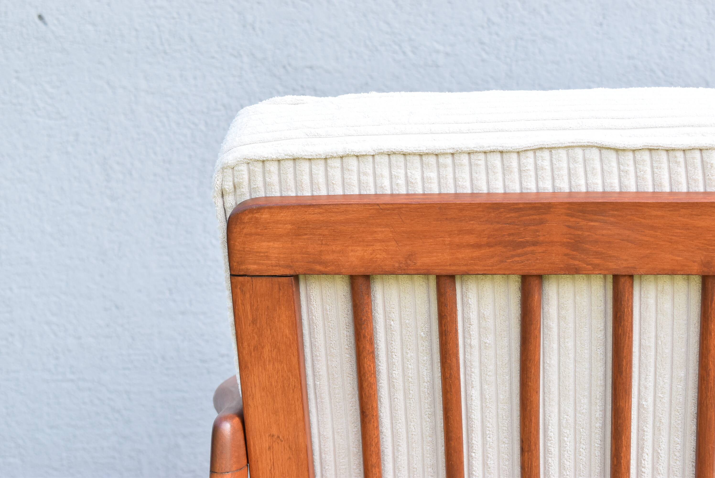 Original Scandinavian armchair, upholstered, beige corduroy, 1960s