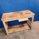 Vintage workbench with standing table, vanity unit, console, desk.