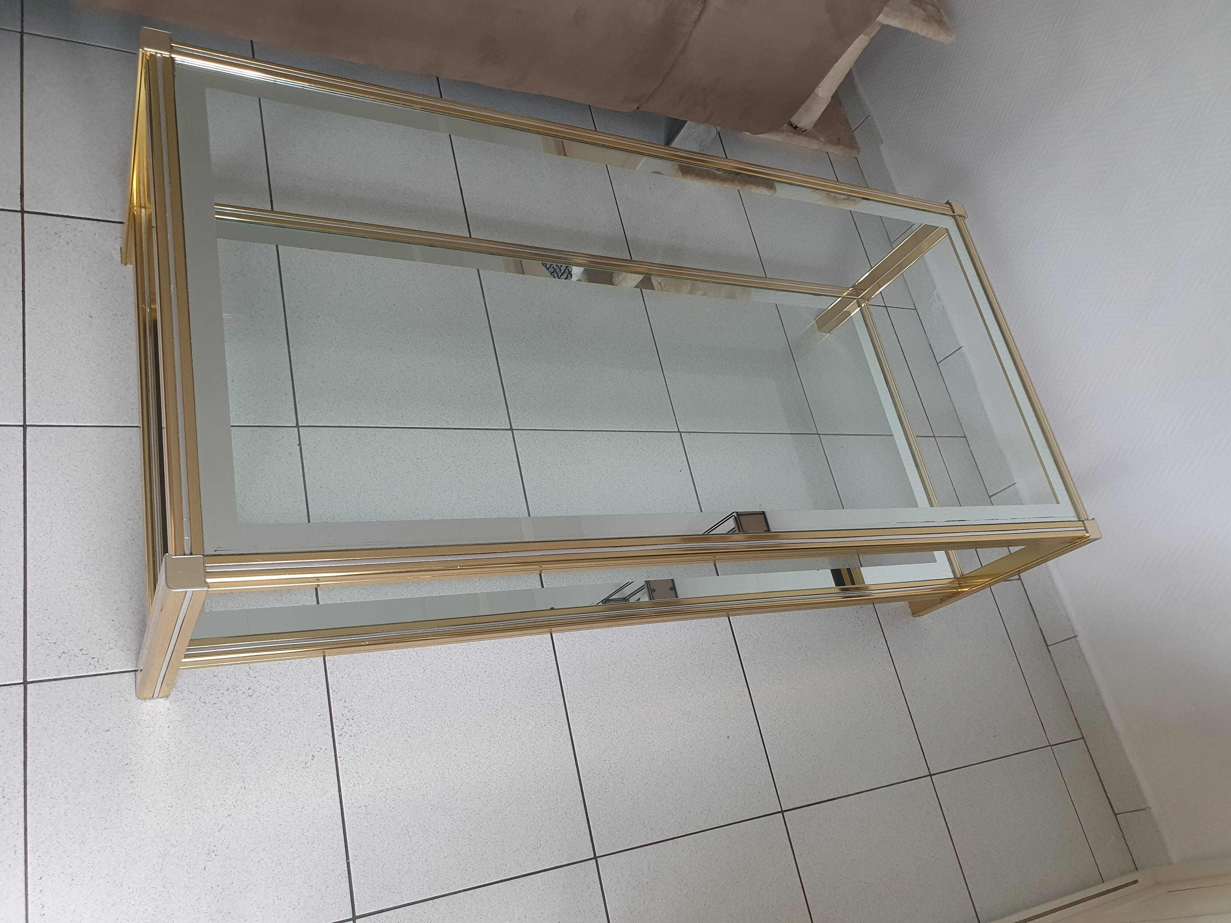 Vintage italian coffee table in brass and glass - 1970