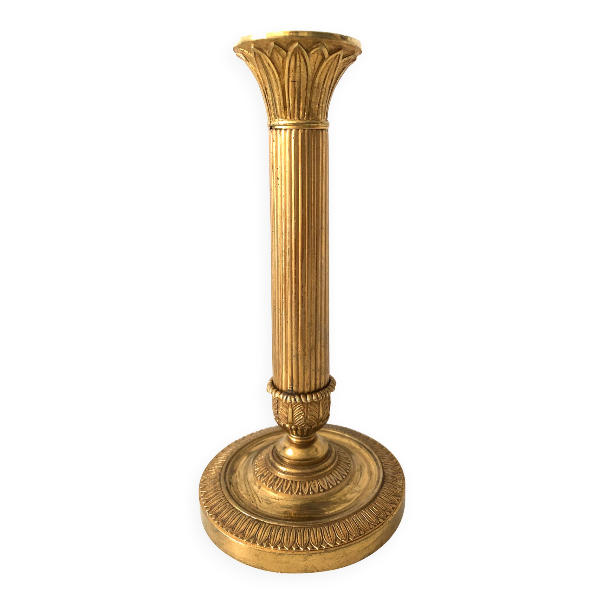 Old golden brass candle holder