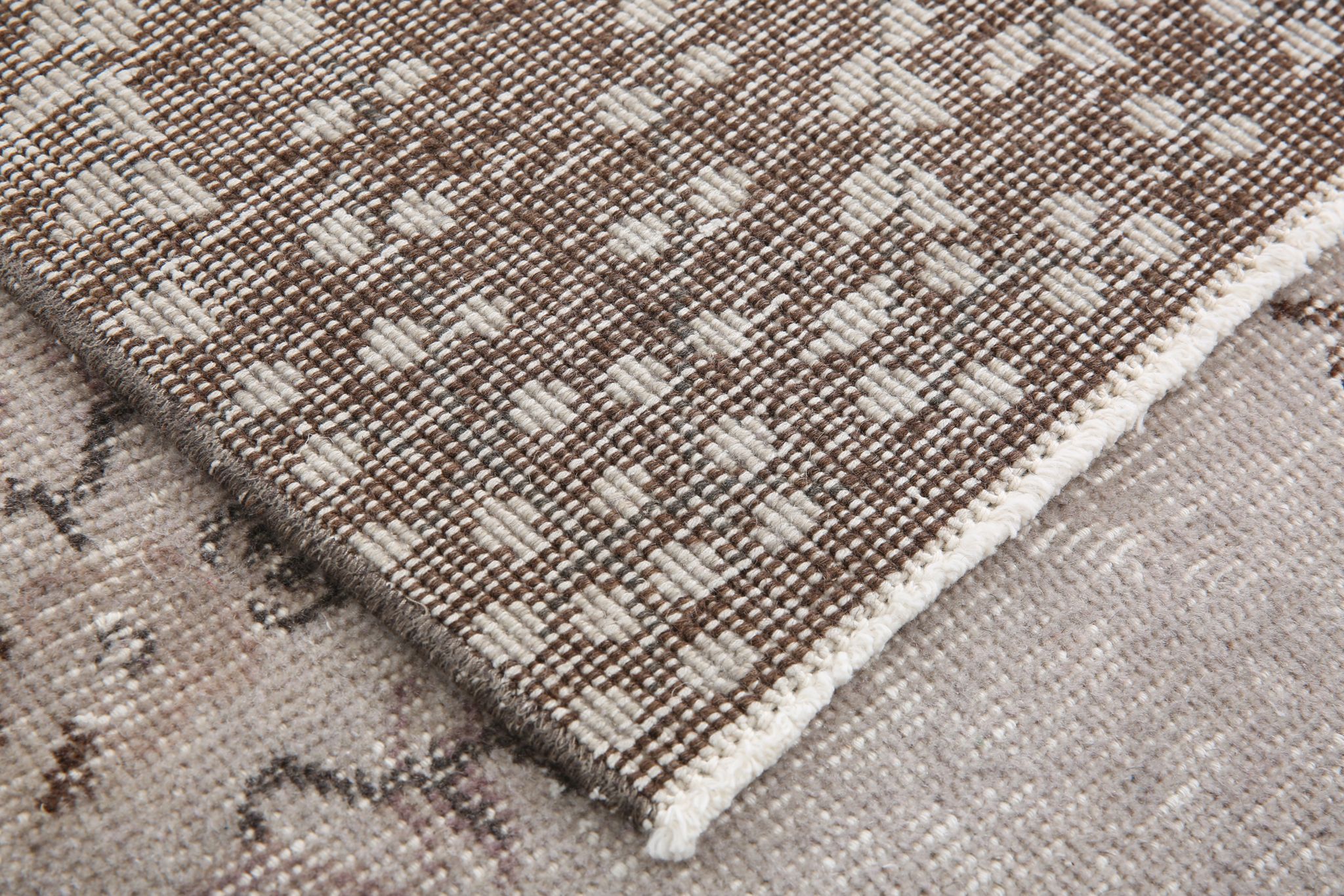 Brown floral turkish area rug, 208x115cm