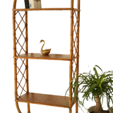 Etagère murale vintage 1960 bambou osier