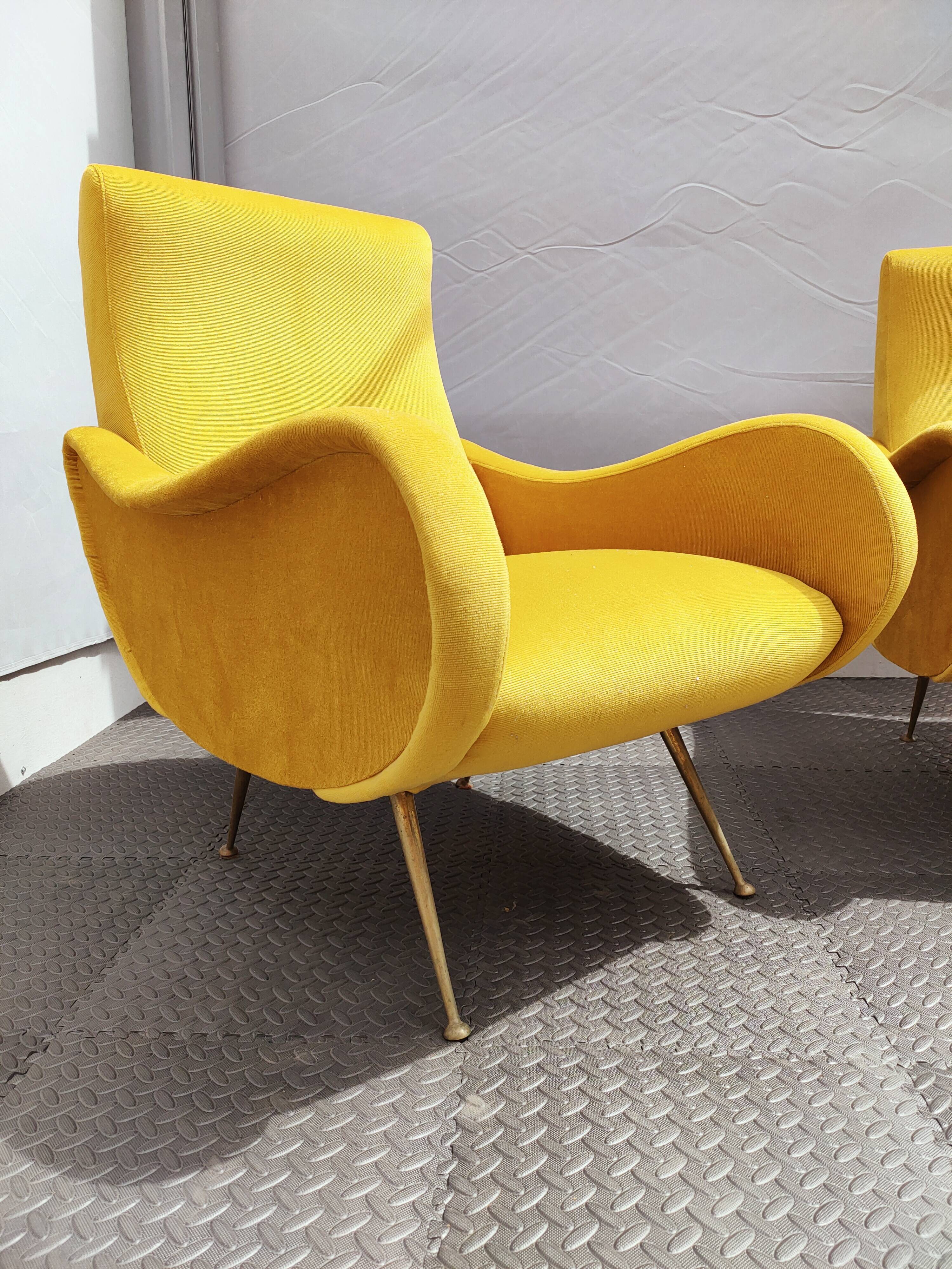 Pair of vintage organic armchairs 50s