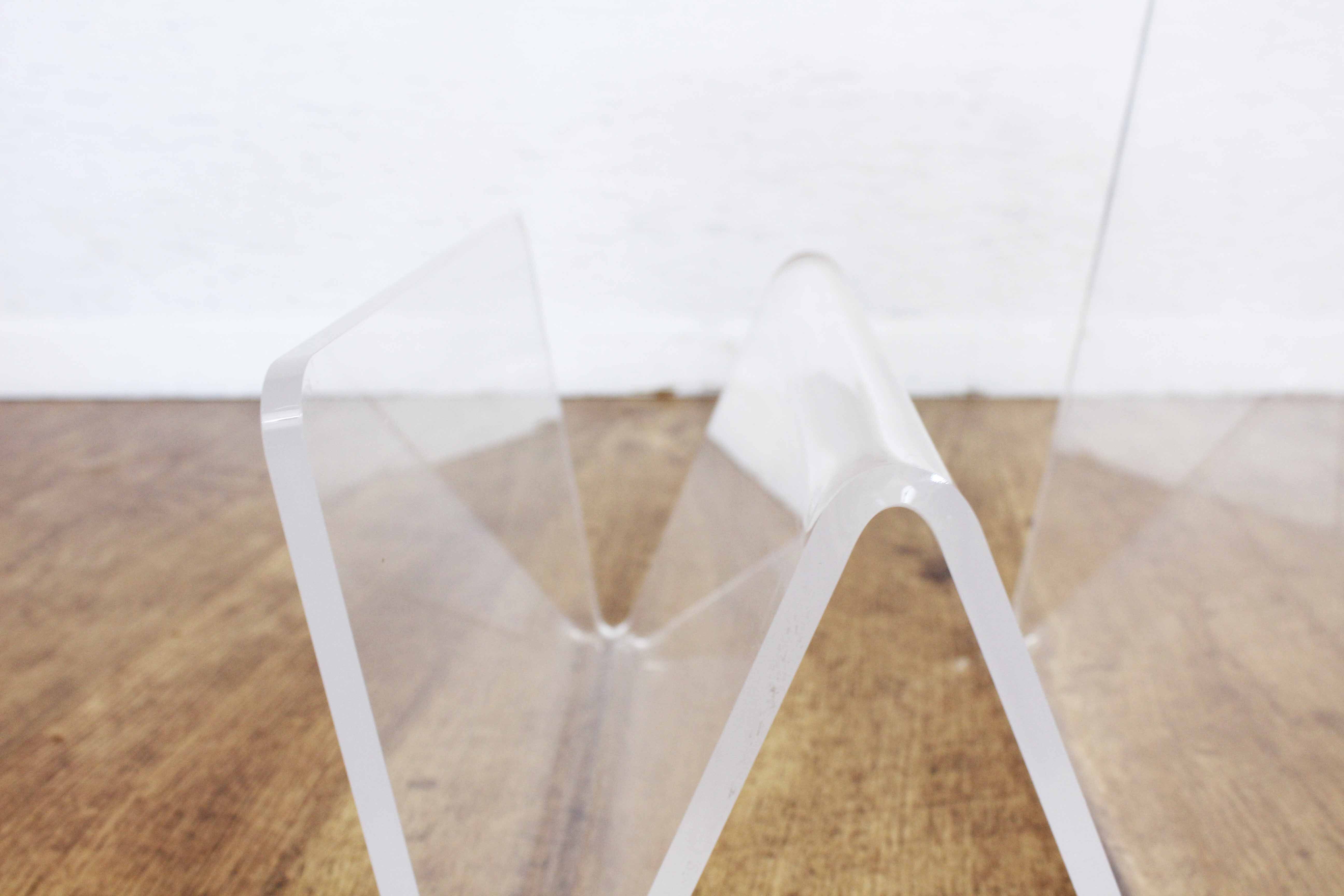 Plexiglas sofa end magazine holder