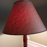 Turned wooden floor lamp