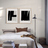 Pair of giclee prints, abstract wall art set of two, 50x70cm