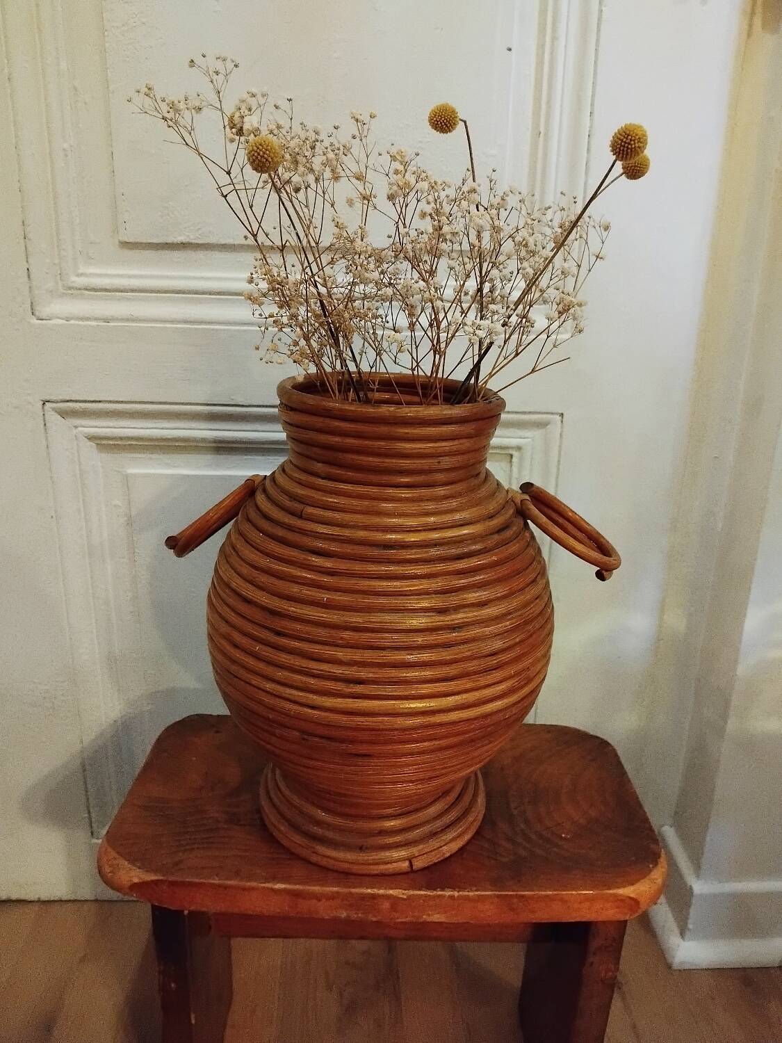 Handcrafted rattan amphora