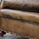 Luxury and large cowhide leather wingback chair in English style