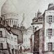 Tableau Lavis encre Paris Montmartre (rue Chevalier de la Barre) signé J. G