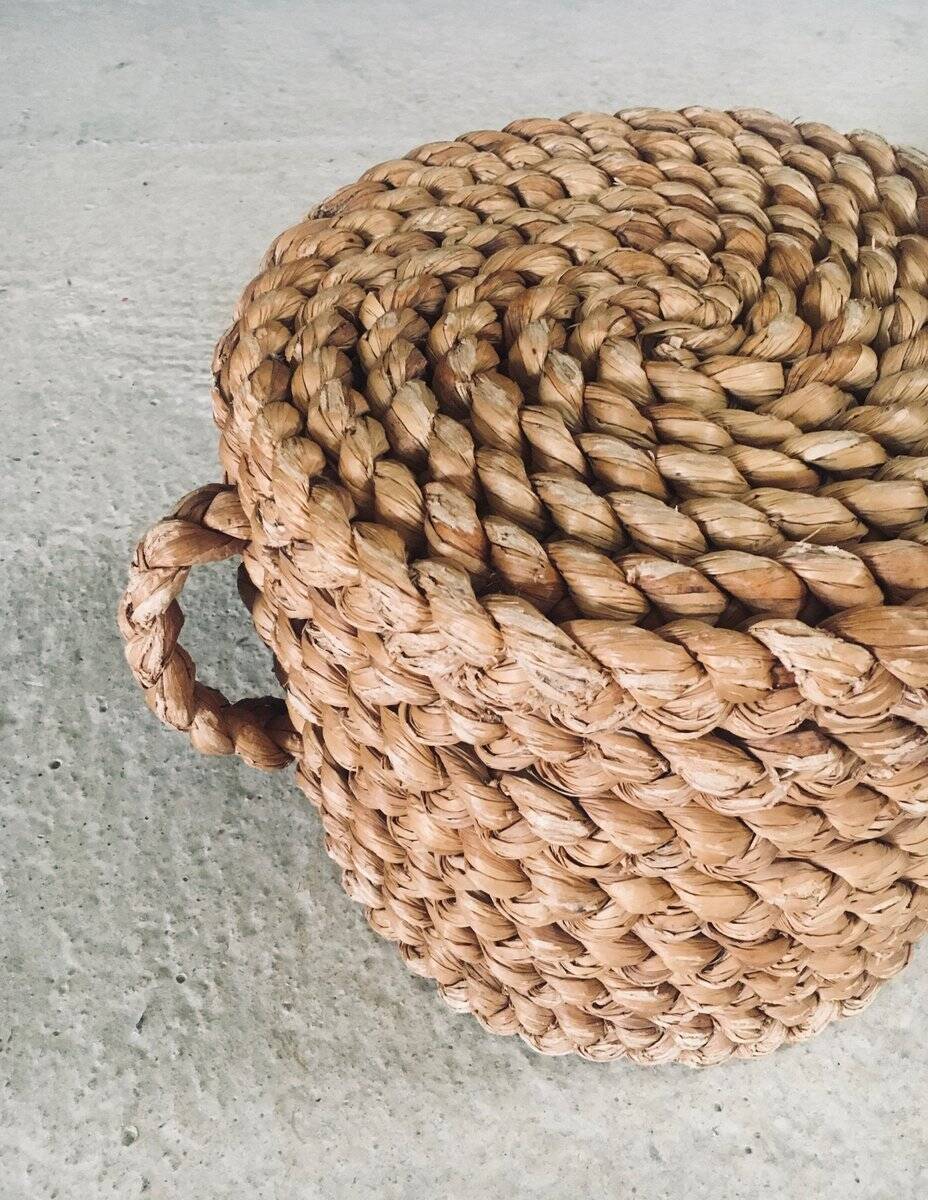 French Mediterranean Low Rope Stool by Audoux Minet, 1940s