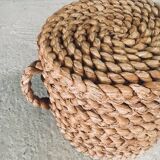 French Mediterranean Low Rope Stool by Audoux Minet, 1940s