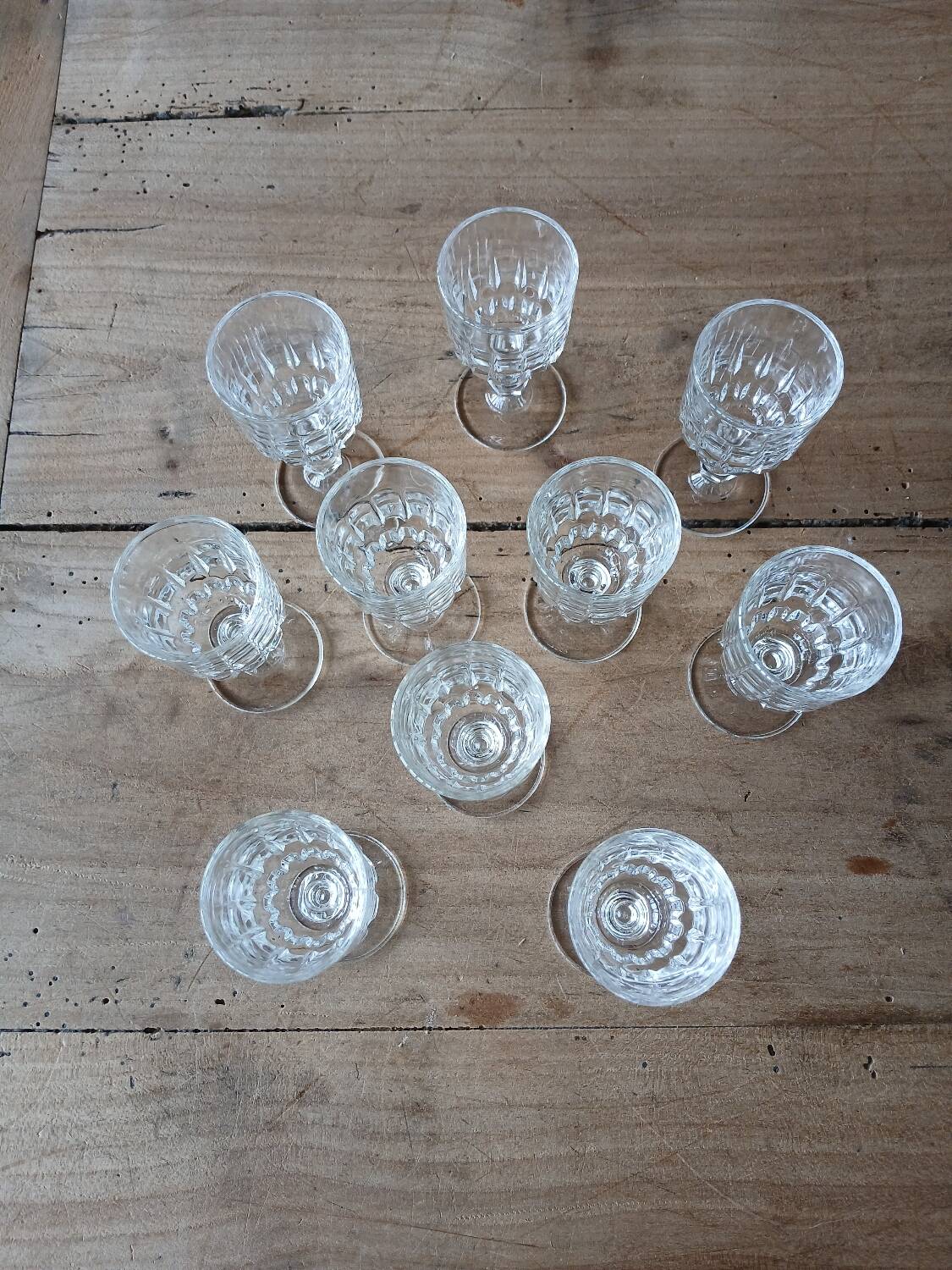 10 antique liqueur glasses