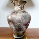 Grote gepatineerde glassen tafellamp van Laque Line jaren 1970