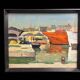 Oil on panel Boats in the port frame 20th century