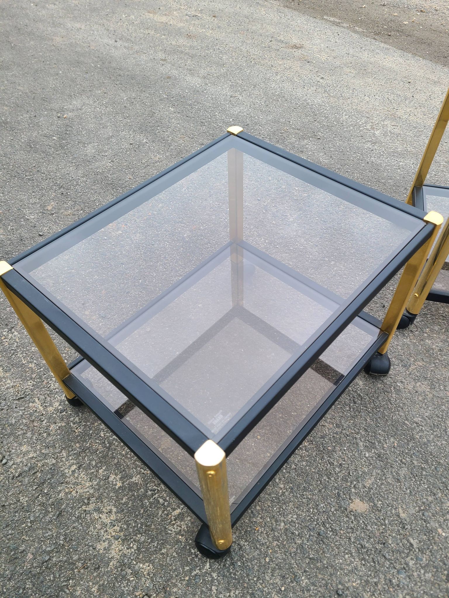 Coffee table golden black and Erard smoked glass