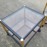 Coffee table golden black and Erard smoked glass