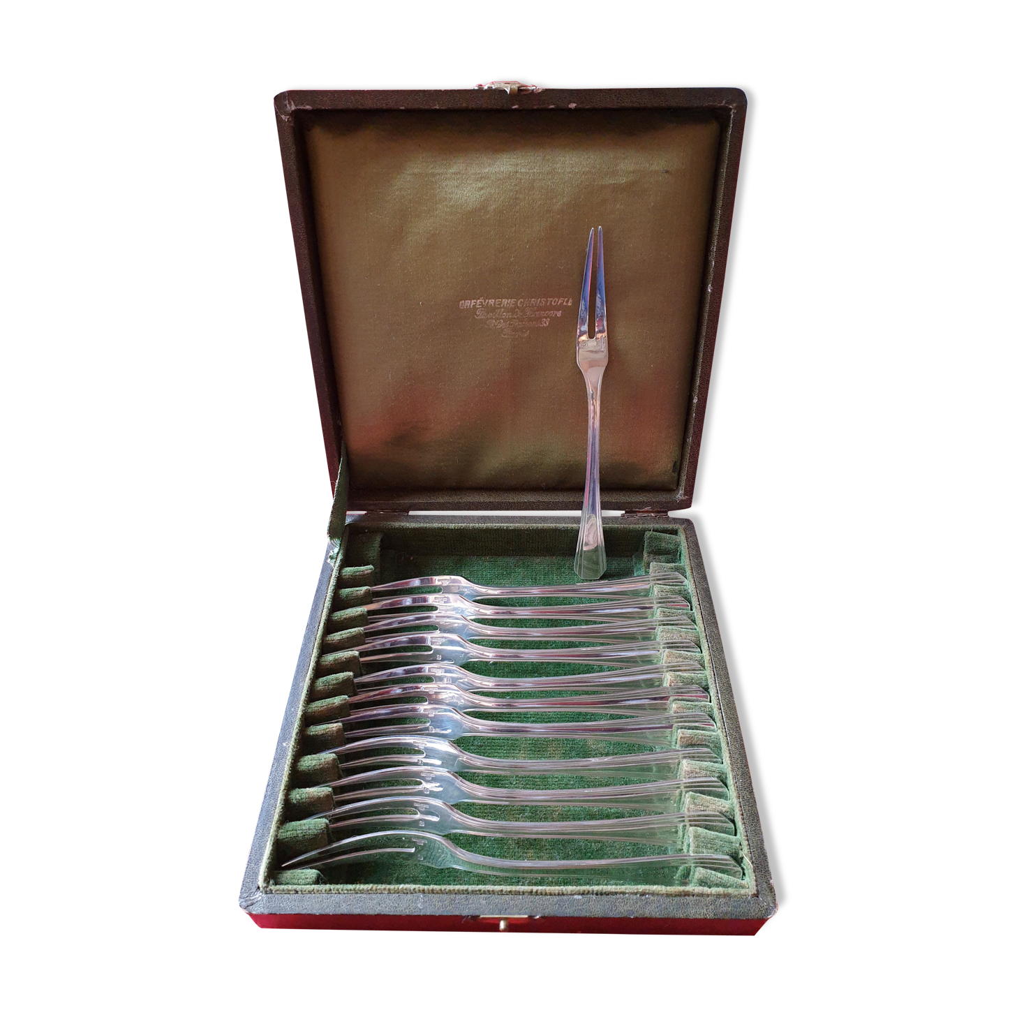 Set of Christofle snail forks made of silver metal