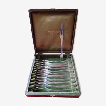 Set of Christofle snail forks made of silver metal