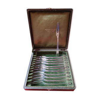 Set of Christofle snail forks made of silver metal